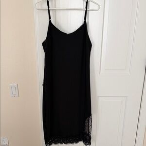 Leith Black Dress with Lace Hem
